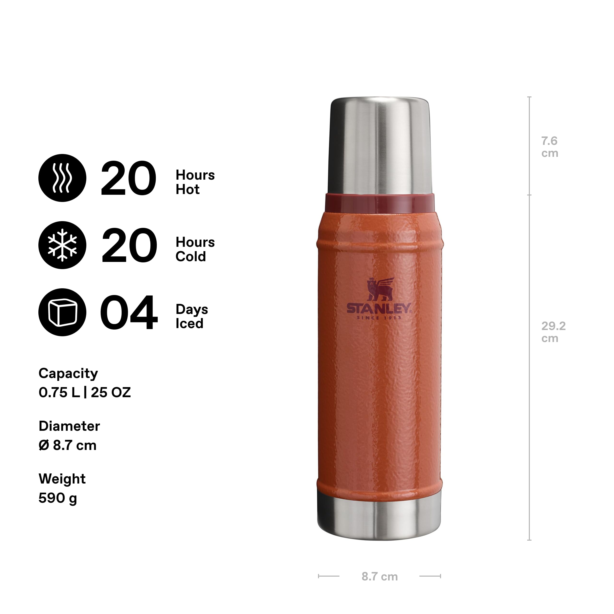 Stanley 1913 Classic Legendary Thermal Flask 0.75L, Keeps Hot Or Cold for 20 Hours, BPA-Free Insulated Bottle - Image 3