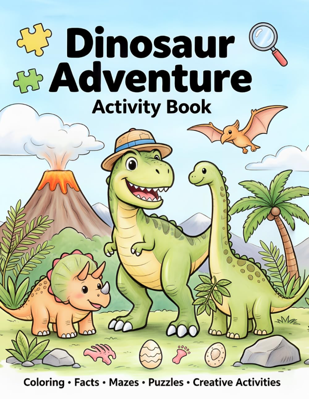 Dinosaur Coloring Book,A Fun Coloring & Learning Adventure with Amazing Dinosaur Facts, Mazes, Puzzles, and Creative Activities for Kids Ages 4–8: ... Learning Activities for Kids Ages 4–8