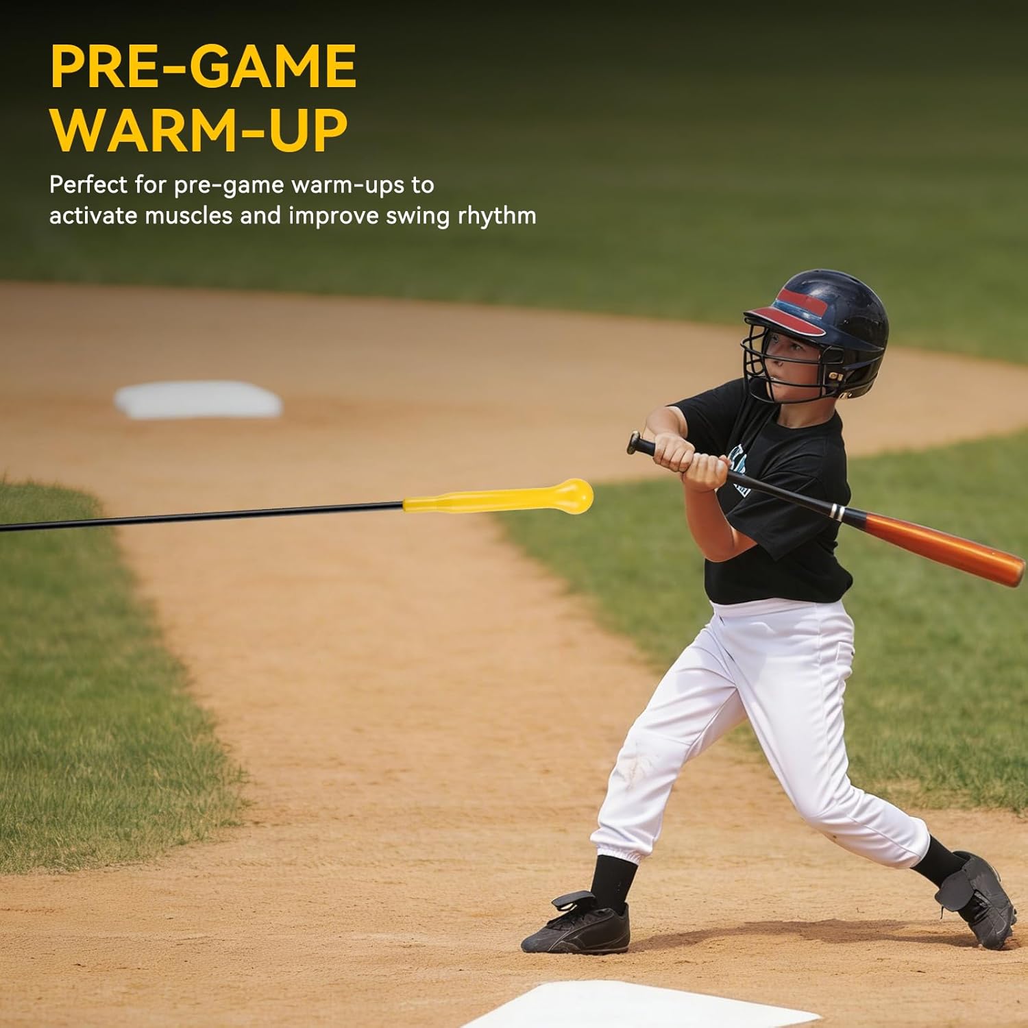 KRUI Baseball Hitting Stick Batting Swing Trainer, 54" Softball Baseball Training Equipment with Grip Strap, Ideal One-on-One Coaching Tool for Swing Mechanics & Hand-Eye Coordination