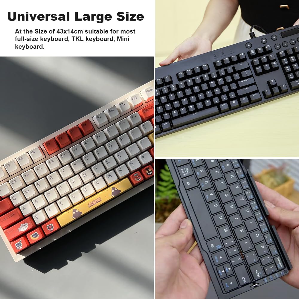 Soporte Teclado Ordenador, Bandeja para Teclado de Acrílico Transparente, Soporte para Teclado de Computadora Ergonómico con Tira Antideslizante, para Escritorio, Oficina, Hogar, 43 x 14 cm