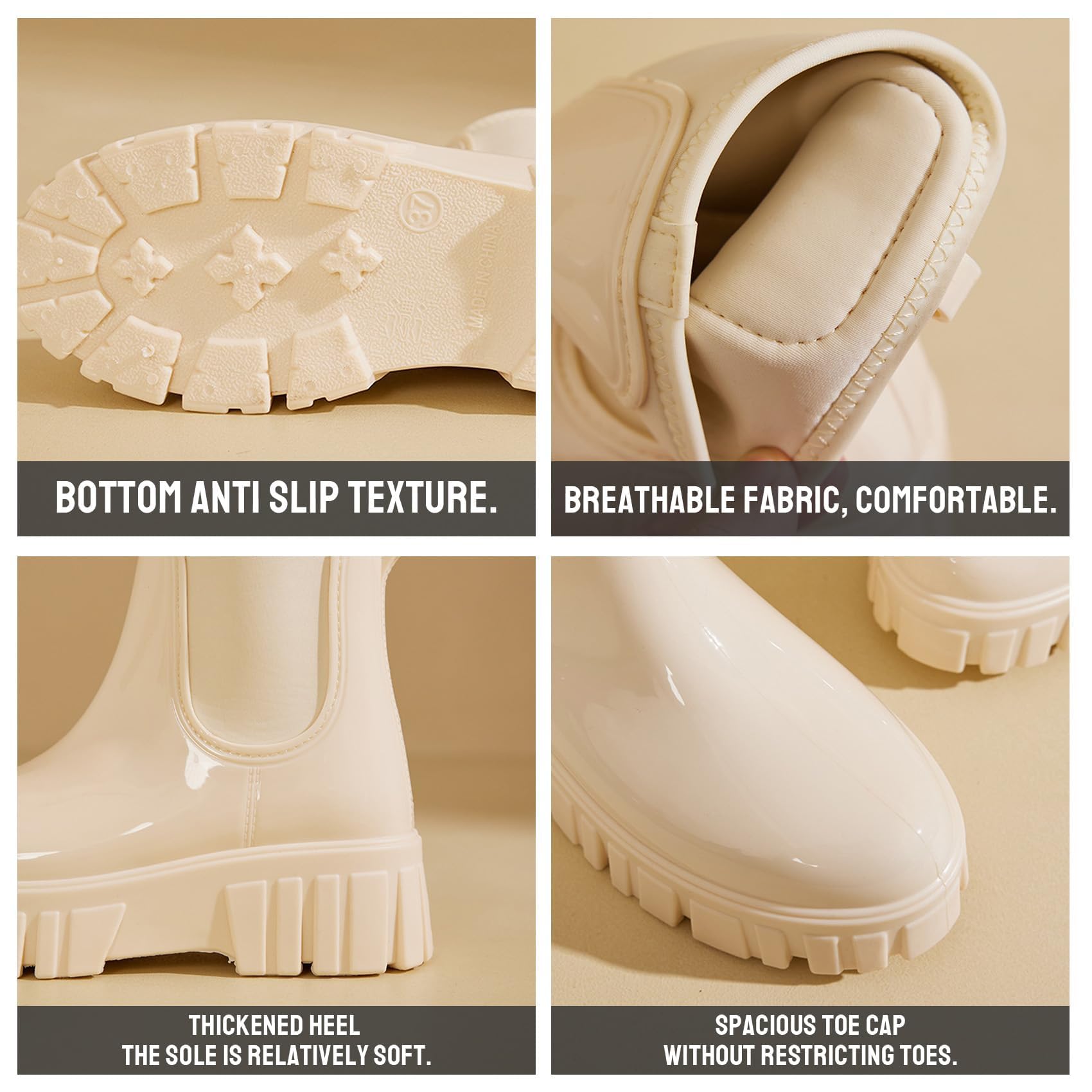 CLYCTIP Botas de lluvia para mujer, botas cortas Chelsea impermeables, botas de lluvia para mujer, botas Wellington, tallas 3-8