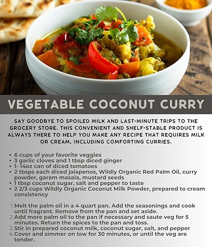 Miniatura 3 de Wildly - Leche de coco en polvo convencional de 80 onzas, bolsa de 5 libras, natural, seca, sin azúcar, naturalmente dulce, crema en polvo, sabor