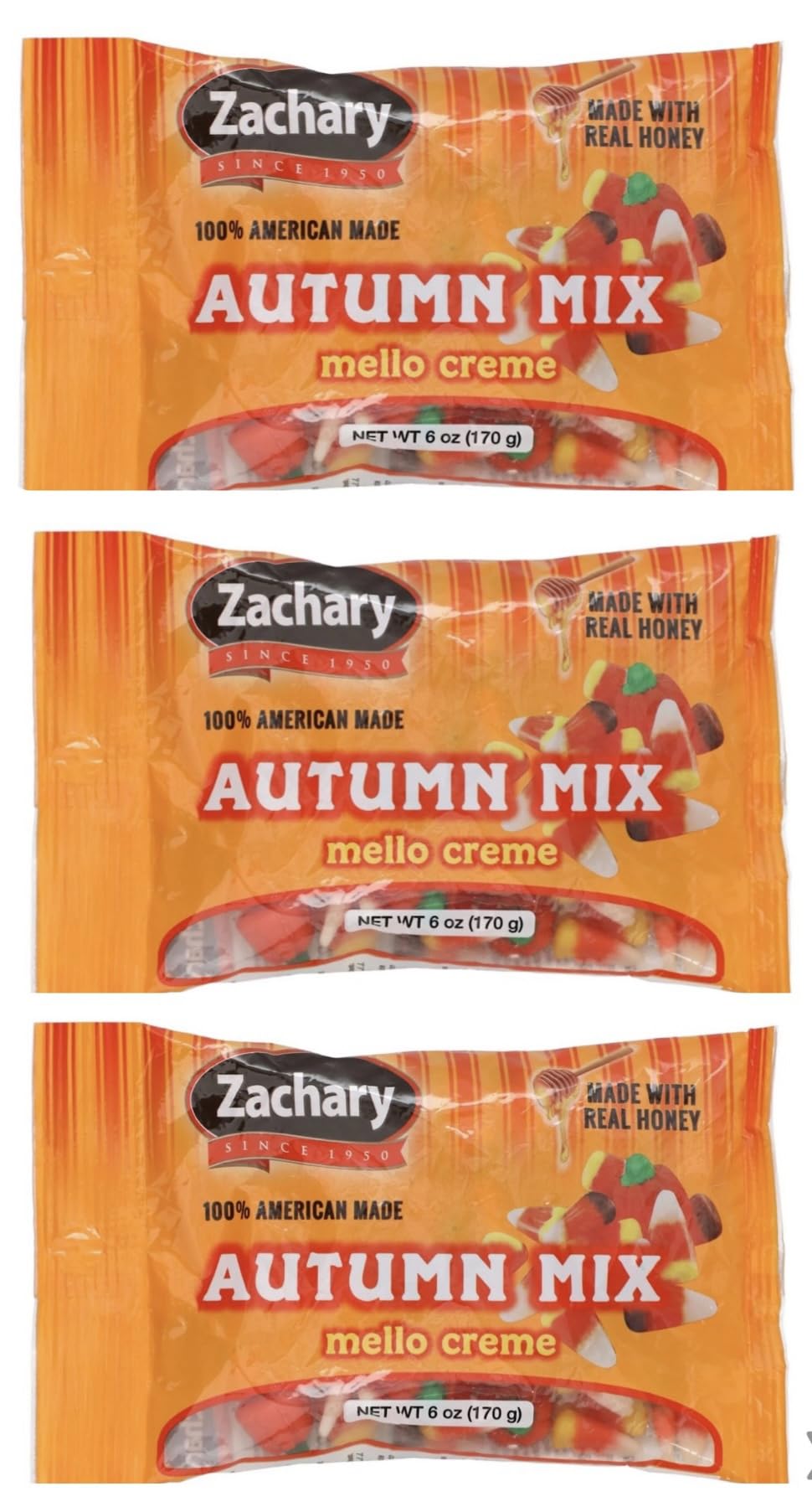 CABE Autumn Mix Candy Corn Candy Pumpkin 3 Pack 6 oz Each Halloween Fall Mellowcreme Rich Variety Of Deliciously Crafted Confections (bundle KC Tingamajig)