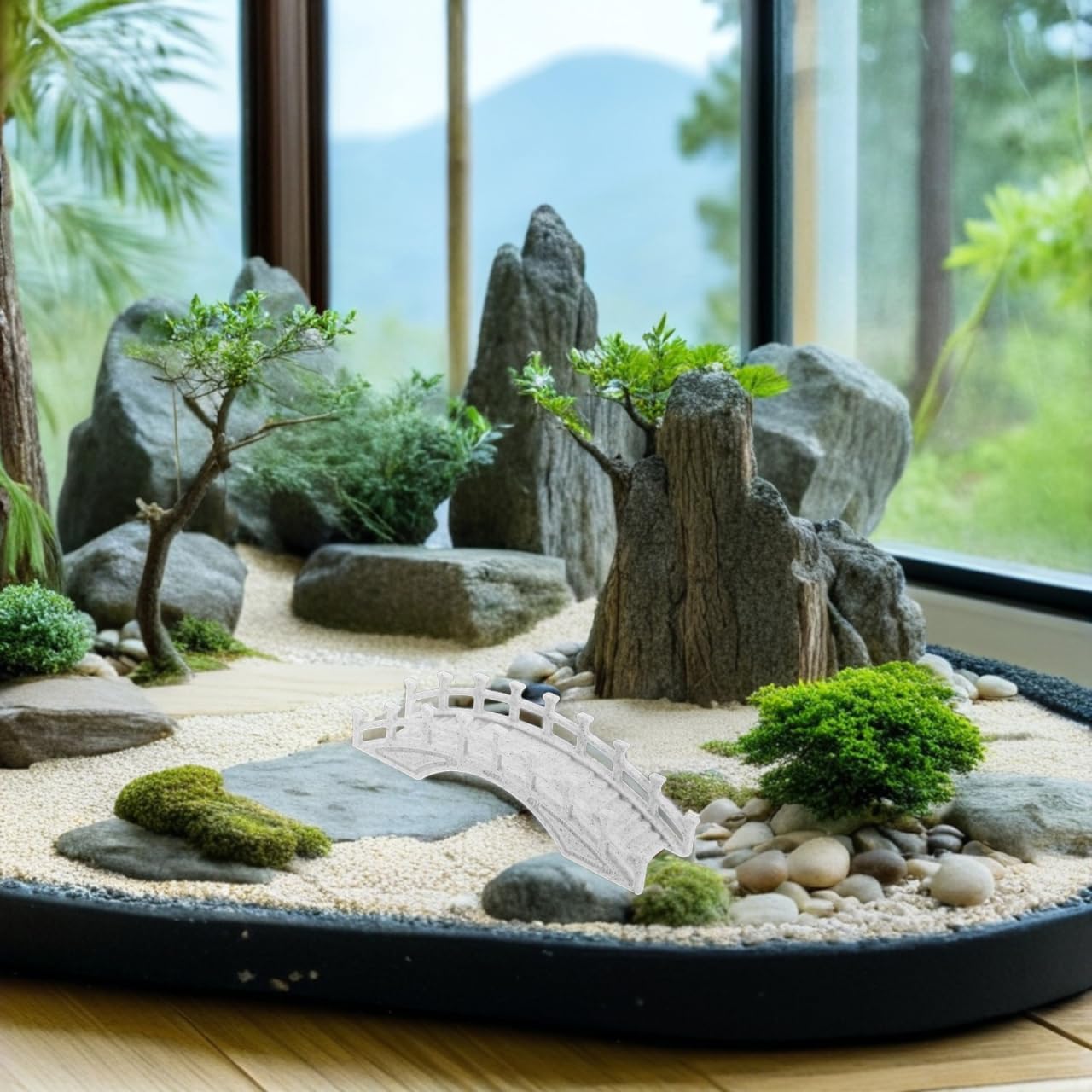 Cabilock Miniature Arch Bridge Ornament 3.34 Inch Chinese Vintage Style Landscape Bridge for Fairy Garden Terrarium Decor and Dollhouse Accessories