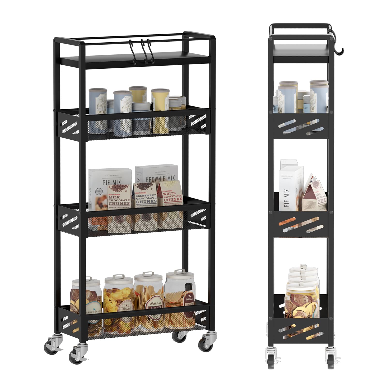 DGSANDGO Carritos de almacenamiento de cocina (negro)