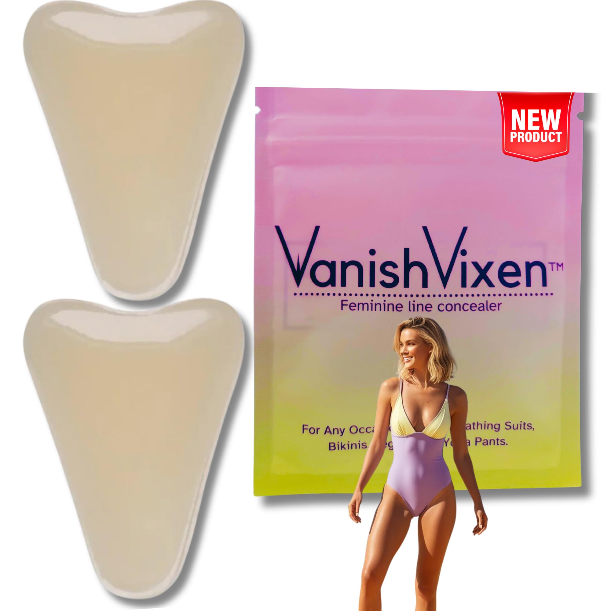 Petite Silicone Modesty Conceaker Pads – XS 2-Pack – Seamless, Reusable, Self-Adhesive Pads for Swimsuit, Leggings & Activewear