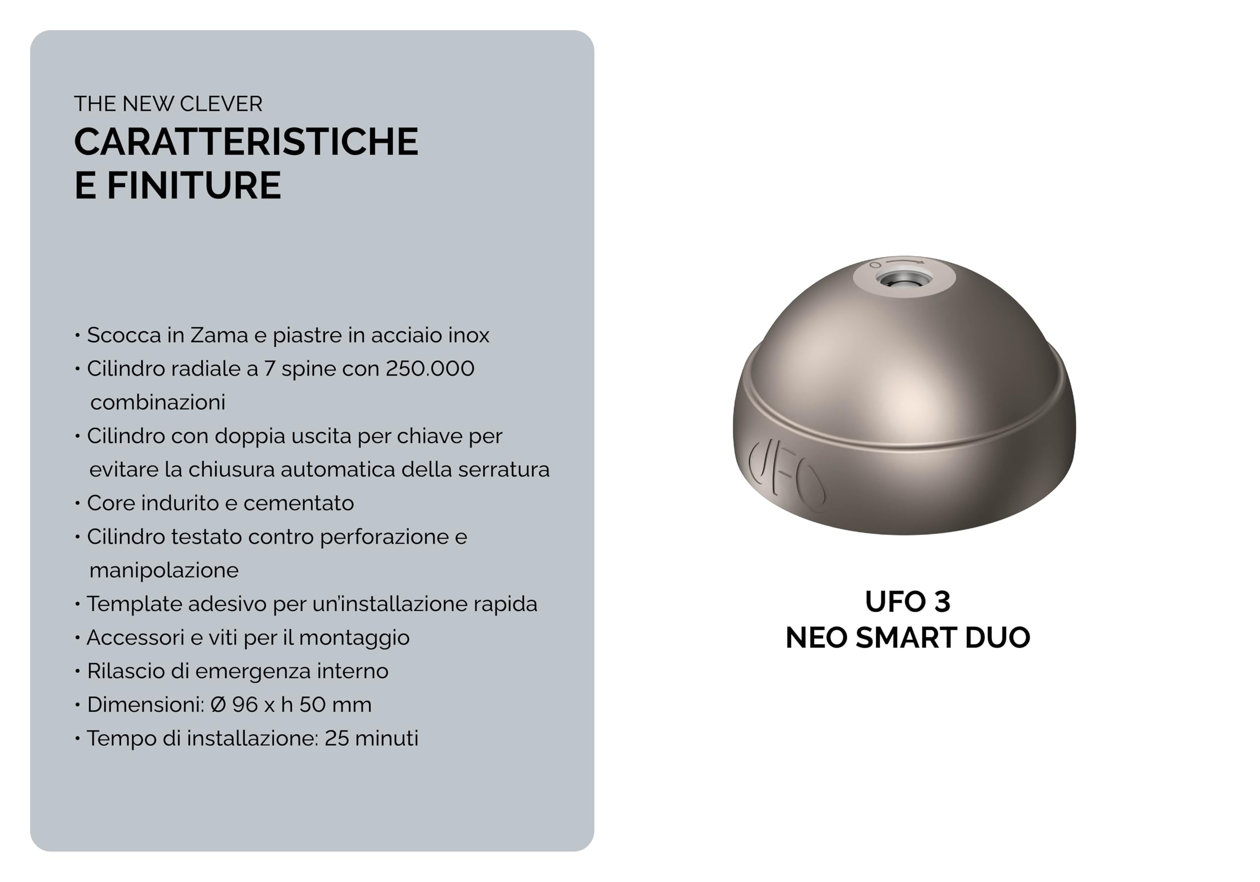 UFO MERONI SERRATURE Ufo - 3 Neo Smart Duo Serratura Antiscasso ad Alta Sicurezza per Furgoni e Veicoli Commerciali Leggeri, Doppia Chiusura Furgone Manuale Automatica, Lucchetto Furgone