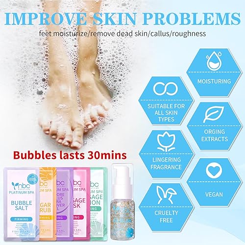 Miniatura 146 de Kit de pedicura para pies remojados: sal de burbujas, exfoliante de azúcar, máscara de masaje, loción de masaje en una caja, kit de spa de 4 pasos