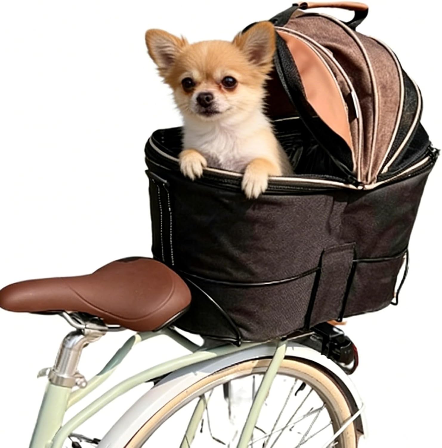 Foldable Dog Bike Basket, Bicycle Rear Seat Pet Basket, Portable Pet Carrier for Small Dogs Cats, Easy to Install Pet Travel Carrier for Cycling, Outdoor Adventures