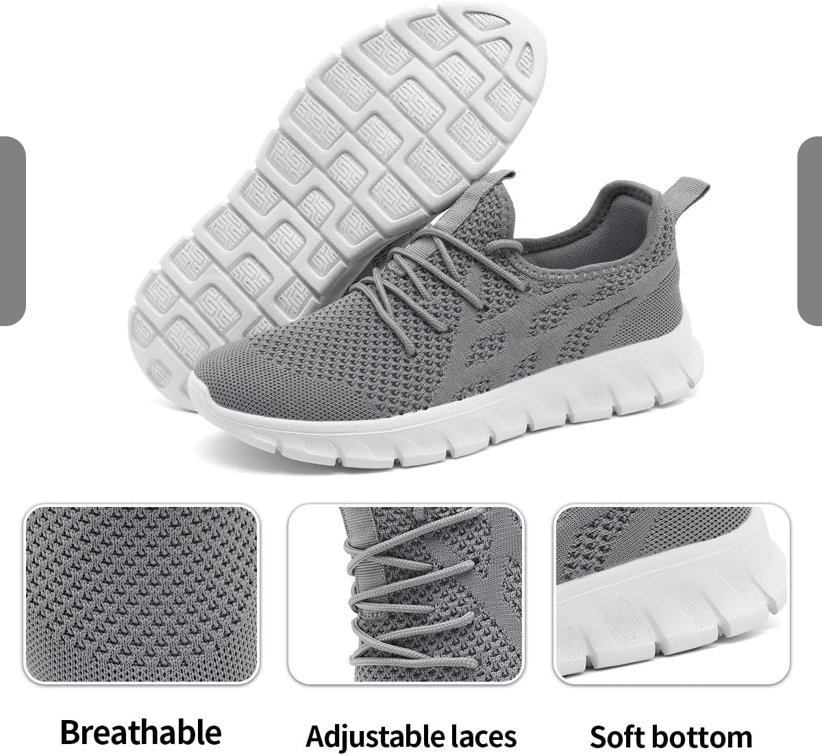 MGBDSZ Womens Running Shoes Lightweight Walking No Slip Sneakers Tennis Gym Breathable Sports Athletic Workout Casual Fashion Fitness Comfortable Shoes Light_Gray Size US 9 - Image 5