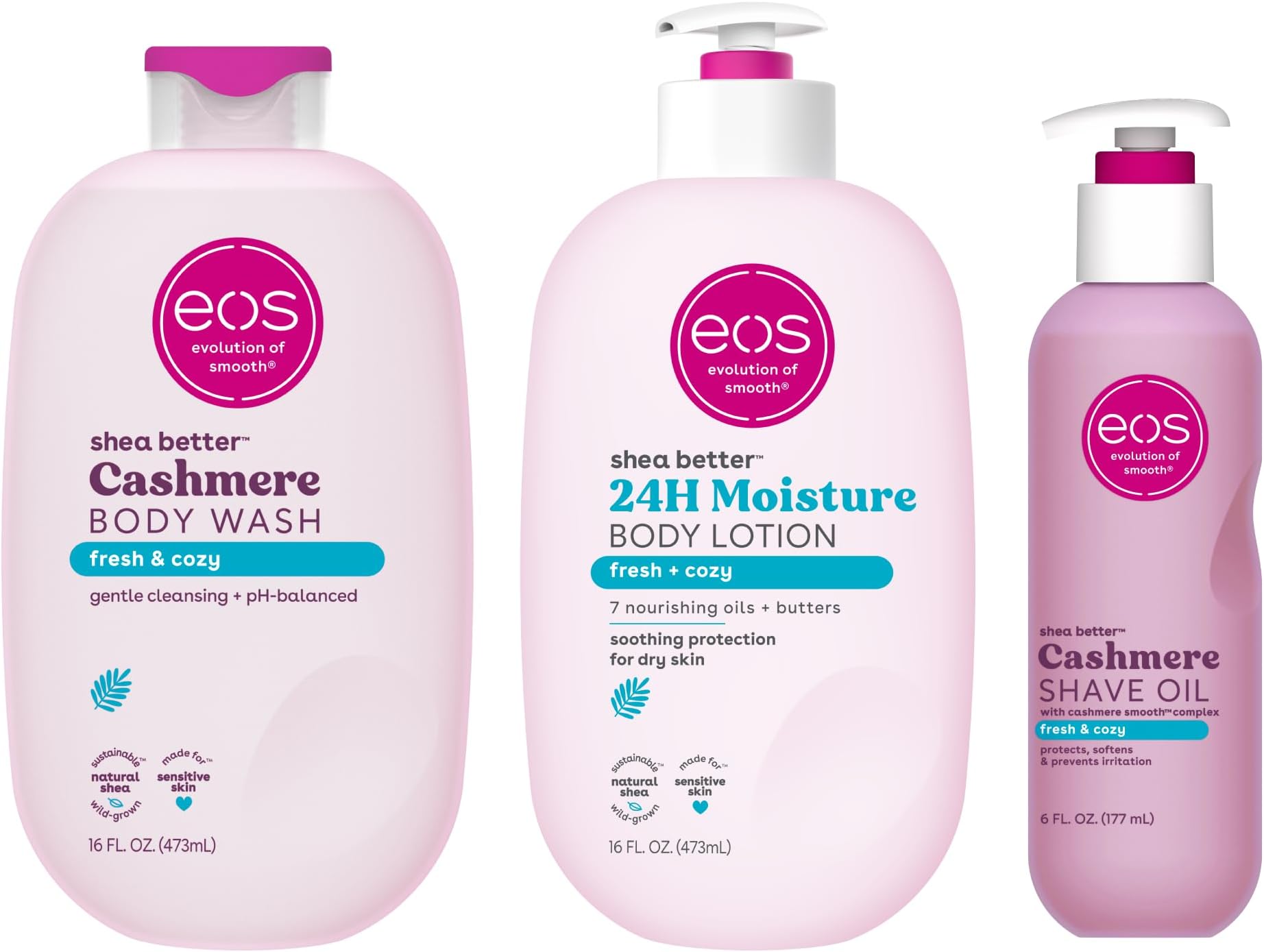 Shower Essentials Bundle- Body Lotion, Body Wash, Shave Oil - Fresh & Cozy