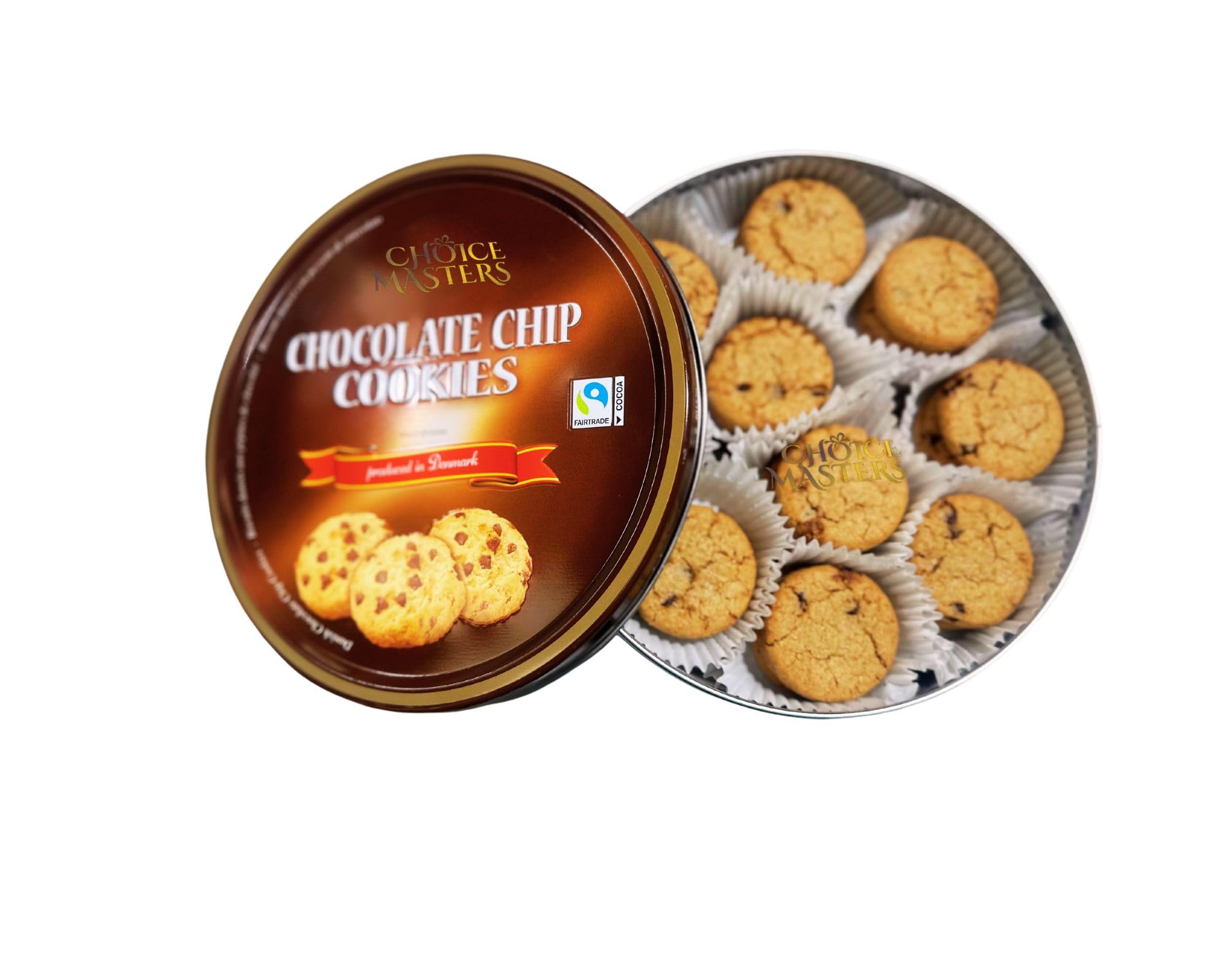 Chocolate Chip Cookies In A Gift Tin - 454g Reusable Tin - Perfect for Gifting - Enjoy with Tea, Coffee, Hot Chocolate & Milk - Ideal for Christmas, Birthdays, Family, Adults & Kids