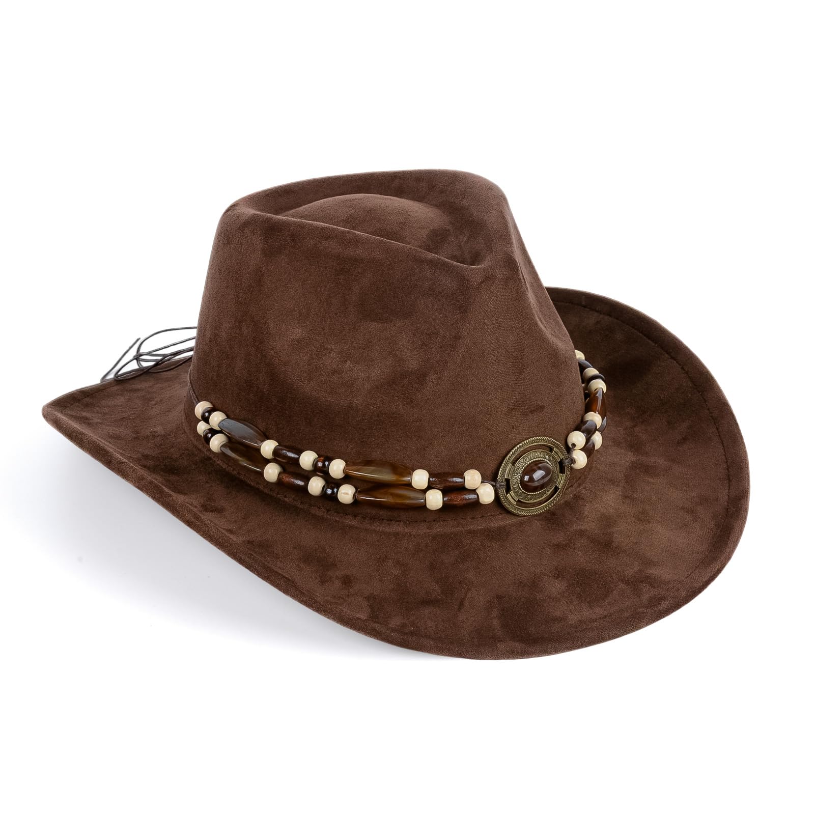Cowboyhut für Männer und Frauen, breiter Rand, Outdoor Wildlederhut, klassischer Kunstleder-Filzhut für Männer und Frauen, einstellbare Größe