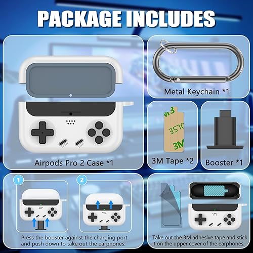 Miniatura 5 de Con bloqueo anticaídas Funda para Inesore AirPods Pro de 21 generación, funda clásica de diseño de consola de juegos portátil, funda protectora de