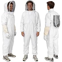 Bee Suit, Beekeeping Outfit Professional Full Body Beekeeper Suit with Veil Hood for Men and Women Beekeeper and Beginners with Gloves 59-511