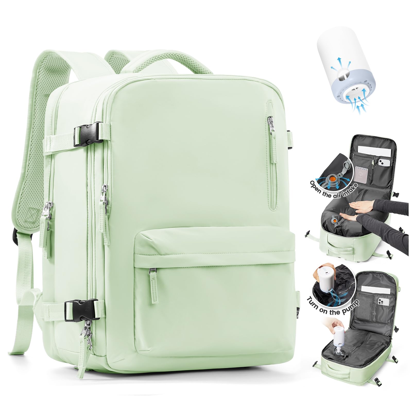 SZLX Zaino Ryanair 40x30x20 Sottovuoto con pompa Zaino Ryanair 40x20x25 Sottovuoto Bagaglio a Mano 40x30x20 Wizzair Zaino da Viaggio 45x36x20 Easyjet Donna Zaino Casual Laptop 14 Pollici Impermeabile