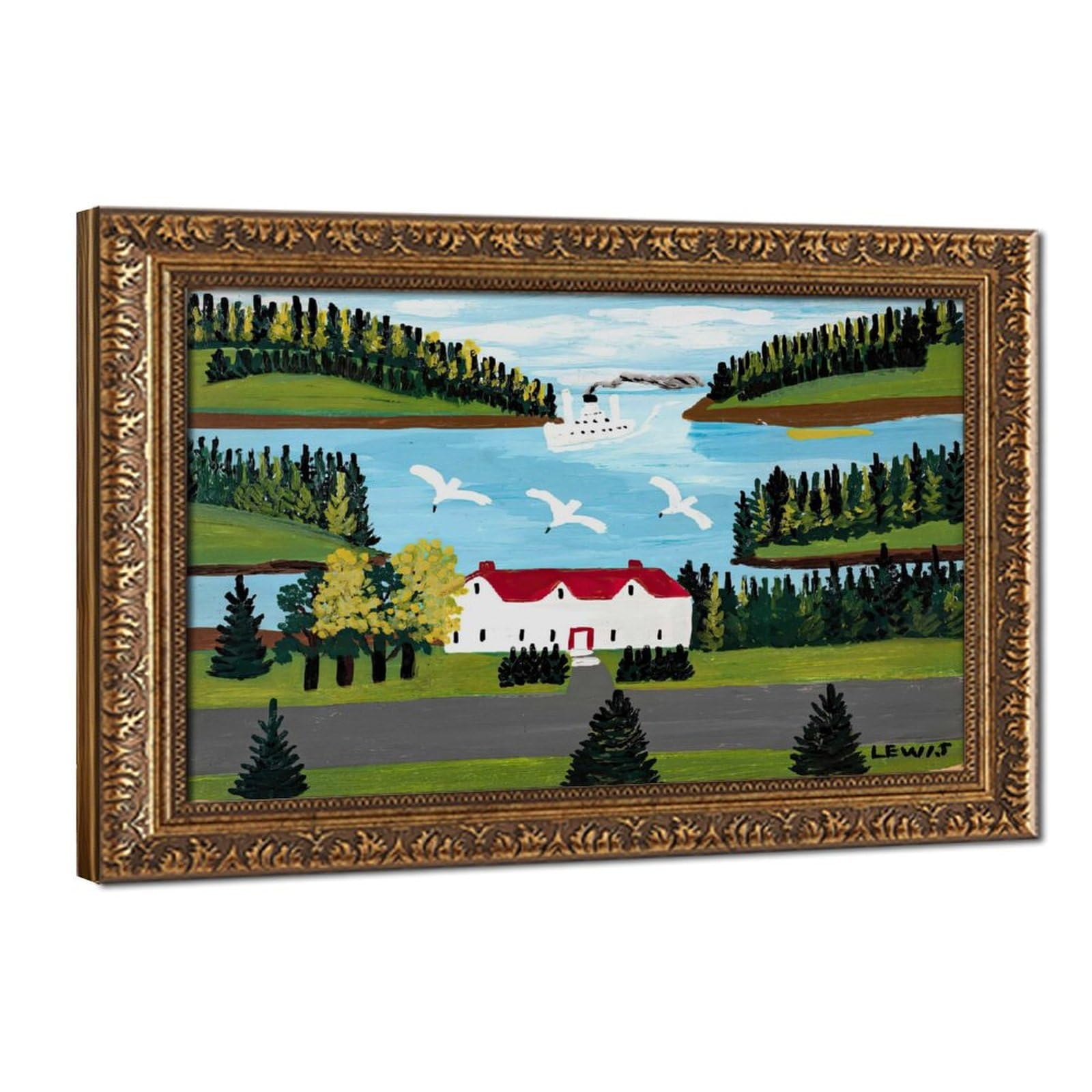 WCYB White House in Digby Harbour by Maud Lewis Posters Prints Canvas Deco Paintings Wall Art Hangable Frame 20" L X 30" W