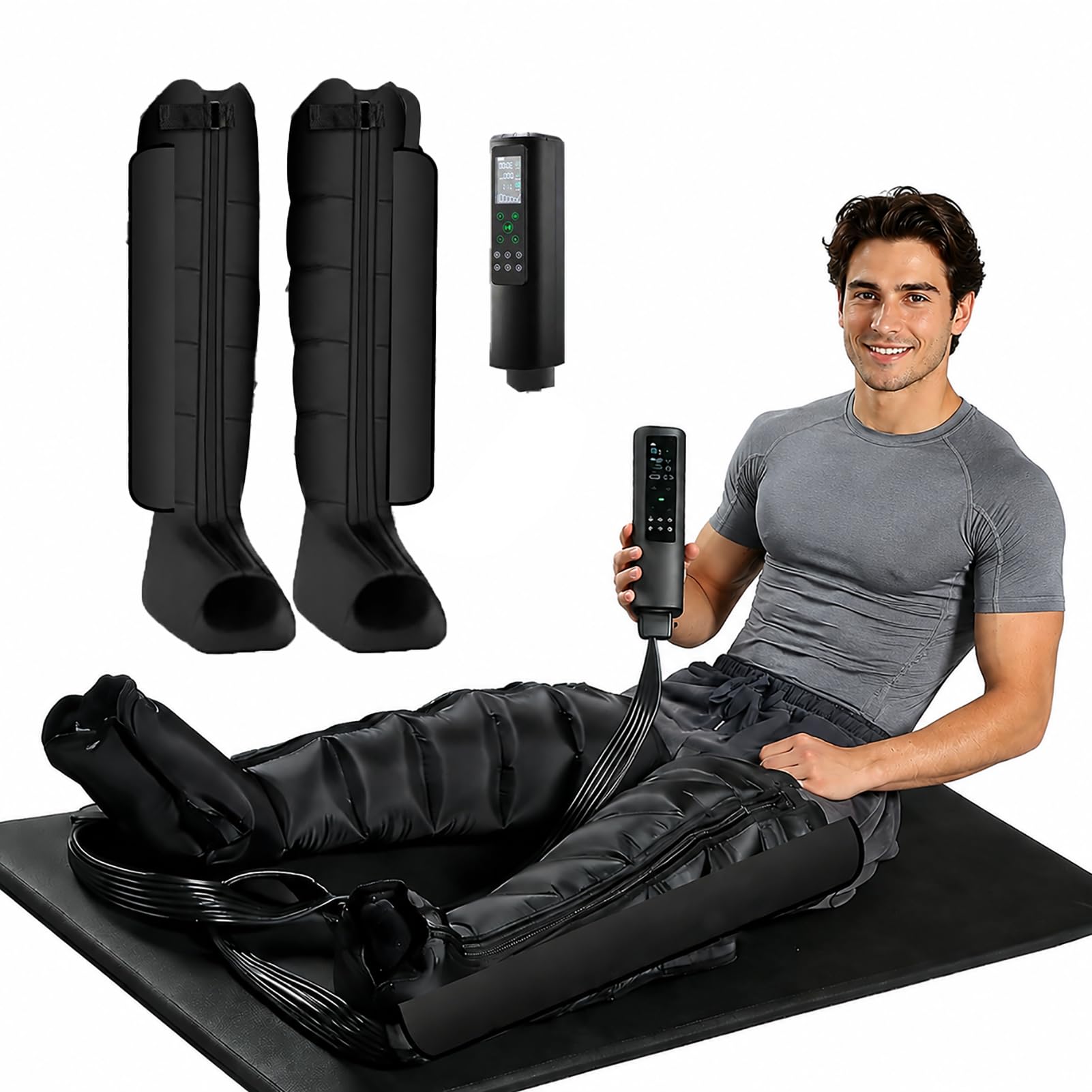 Stivali Recupero Muscolare con Compressione Aria Sport Casa | Tecnologia Sequenziale 6 Camere, Batteria Ricaricabile, Pressione Regolabile 60-270mmHg, Relax Post Allenamento