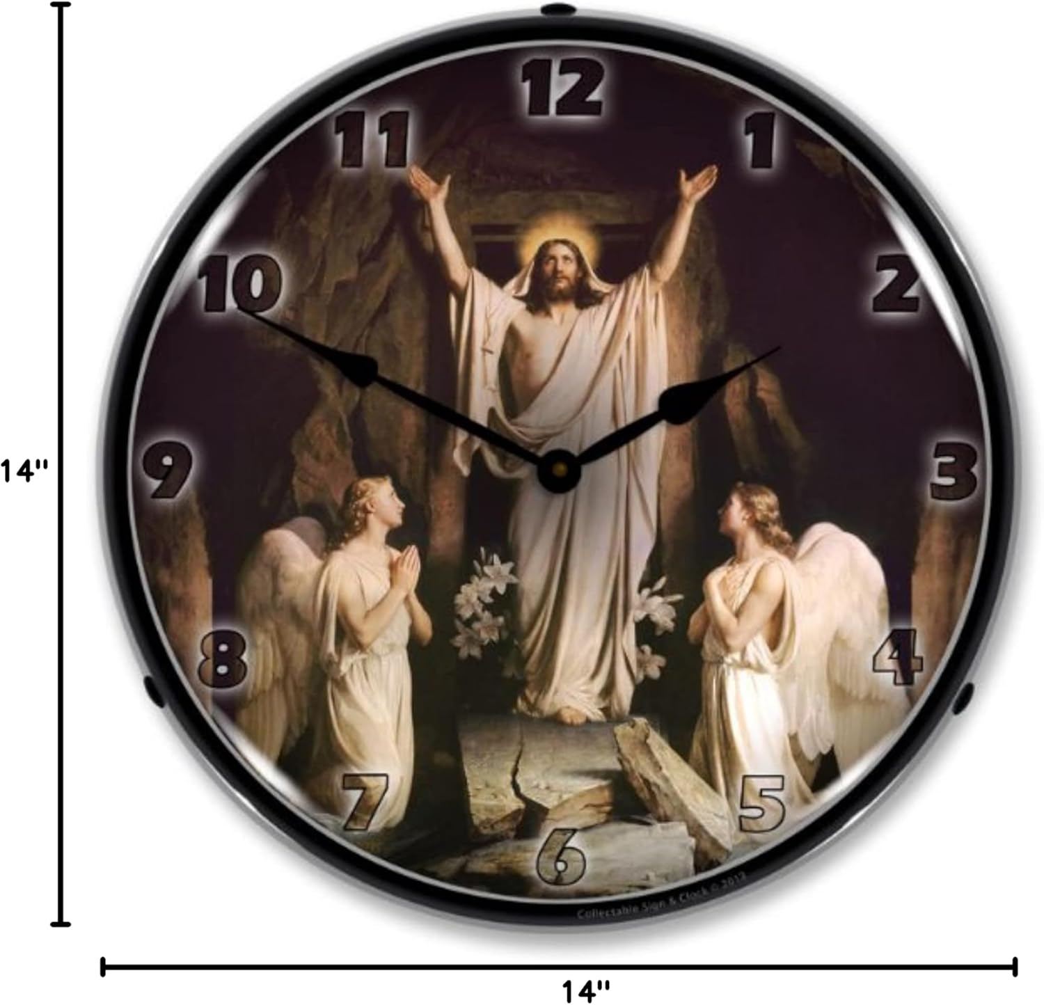 Jesus The Resurrection LED Wall Clock, Retro/Vintage, Lighted, 14 inch