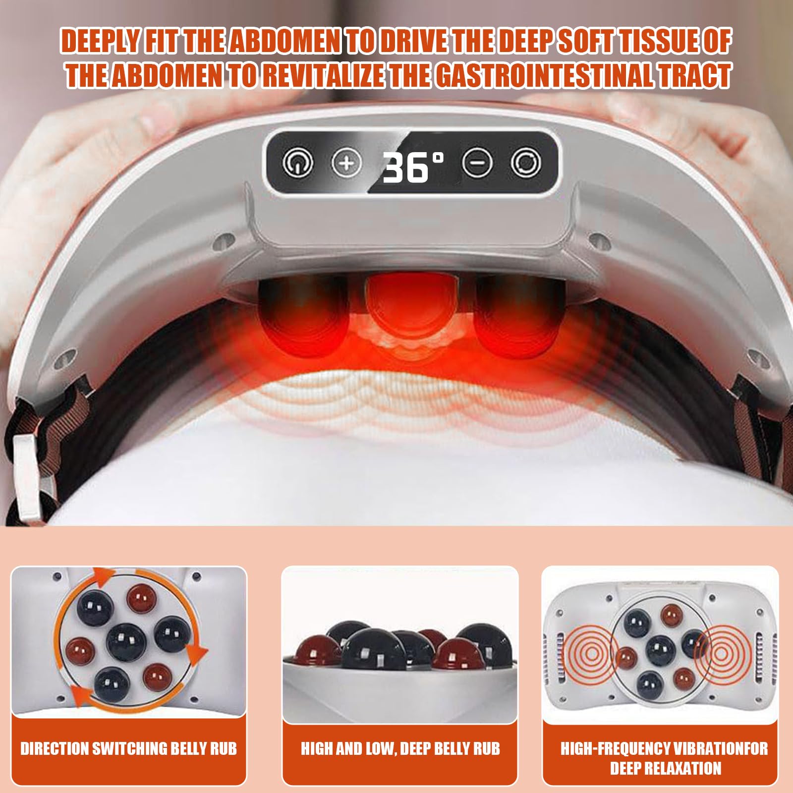 Ceinture Abdominale Electrostimulation,Massage Ventre,Machine Pour Maigrir Du Ventre,Masseur,Réglage À 3 Vitesses, Entretien Du Ventres, Pour Abdominaux, Dos, Cadeaux Pour La Fête Des Mères (Blanc)