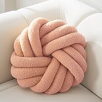 Vista 8 de Almohada redonda de nudo suave, color marrón, almohada de felpa con nudo para sofá, almohadas decorativas anudadas para cama, sala de estar, cojines