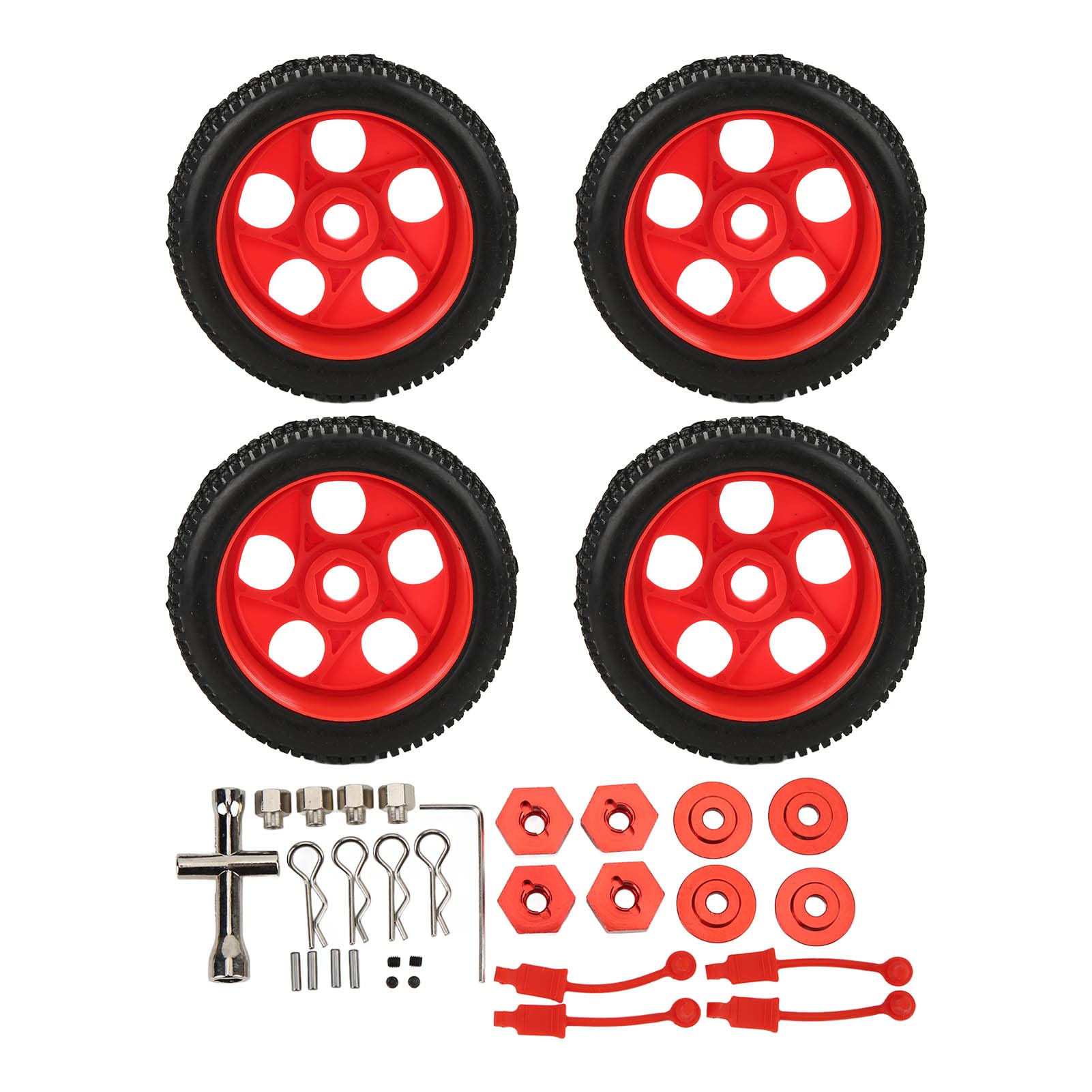 Jeu de Jantes de Pneus en Caoutchouc de Voiture RC, 4 Pièces de Jantes Hexagonales et de Pneus en Caoutchouc pour 1/8 1/10 Pneus de Revêtement D'éponge de Voiture Télécommandés RC sur Route Touring Dr