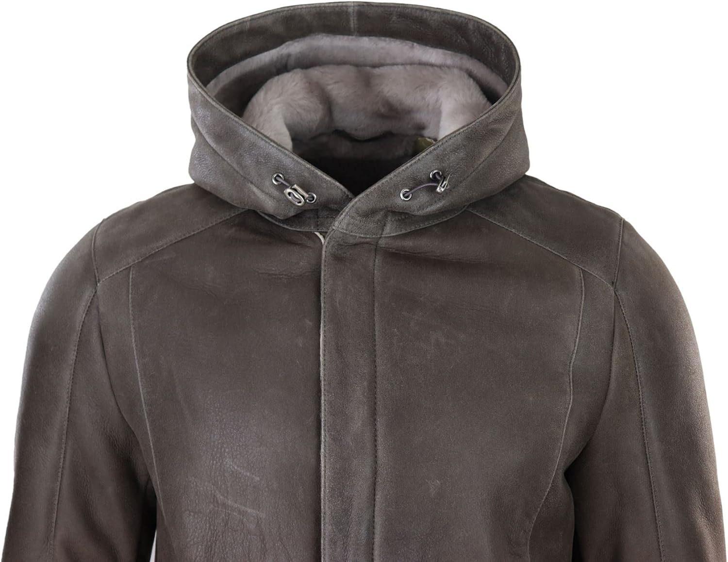 TruClothing Mens 3/4 Brown Soft Sheepskin Hood Jacket Genuine 3/4 Coat Classic Warm Winter