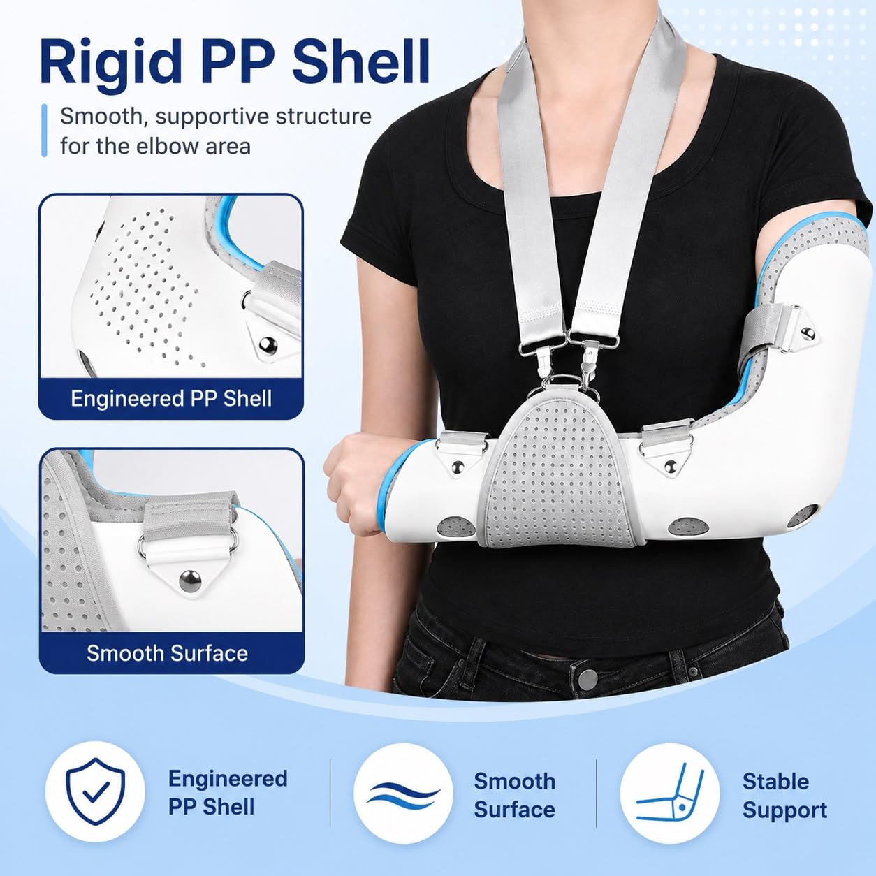 Inmovilizador de Codo Férula para Brazo Izquierdo y Derecho Cabestrillo Ergonómico para Recuperación Fracturas y Cirugía Soporte Transpirable Ajustable Unisex(XL)