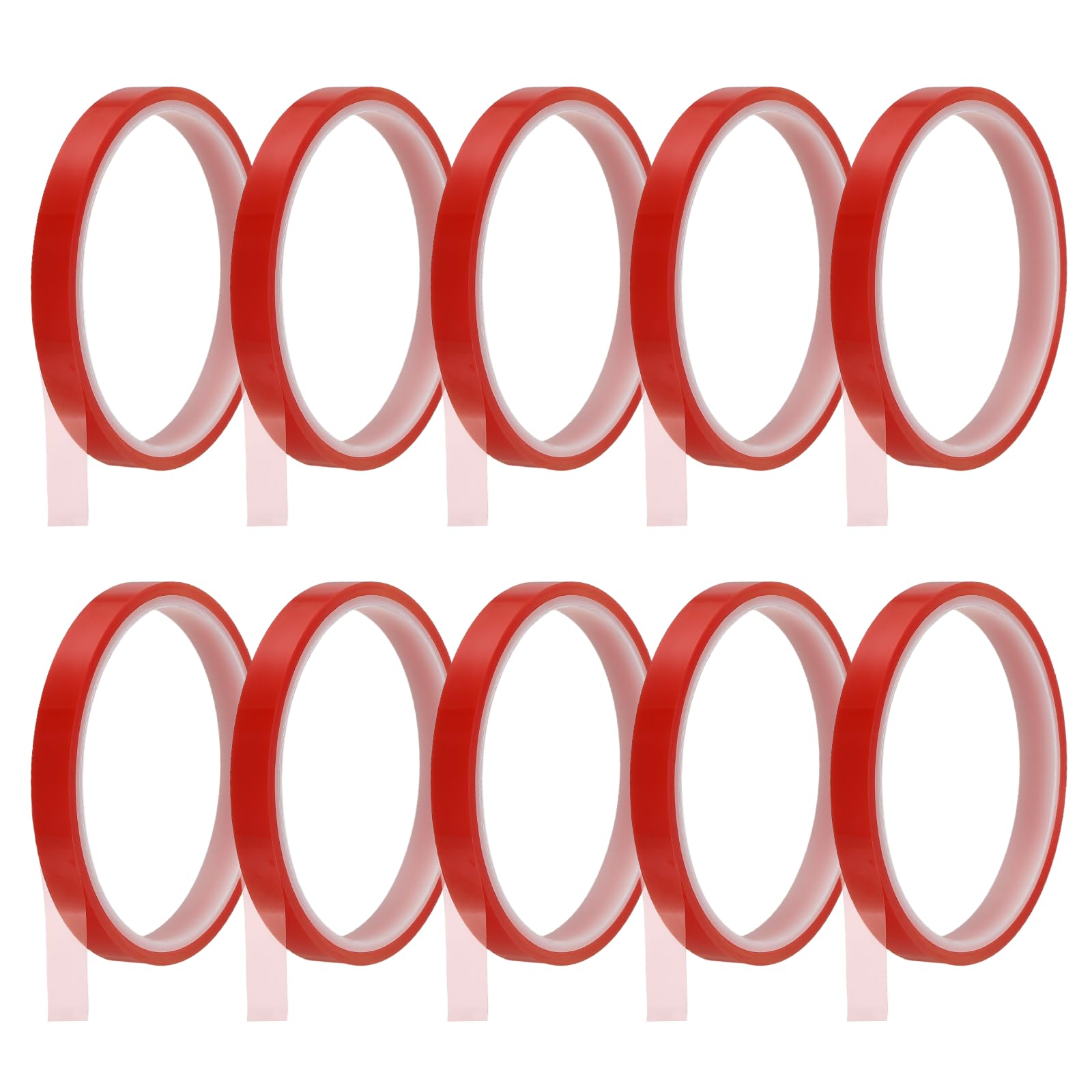 sourcing map 10 Rolls Heat Tape, 10mm x 16m(52FT) No Residue High-Temperature Resistant Tape Heat Transfer Tape for Sublimation Electronics 3D Printing Soldering, Red