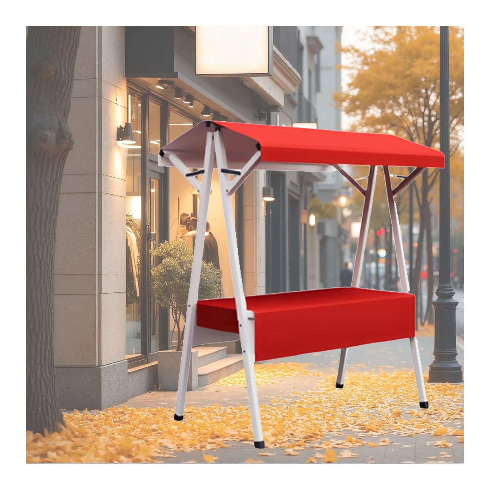 Bancarella per mercatino,Chioschi stradali con ruote,carretti per venditori di cibo e bancarelle/stand dei mercati agricoli adatti a festival e spiagge,carrello pieghevole(Red,130x60x200cm)
