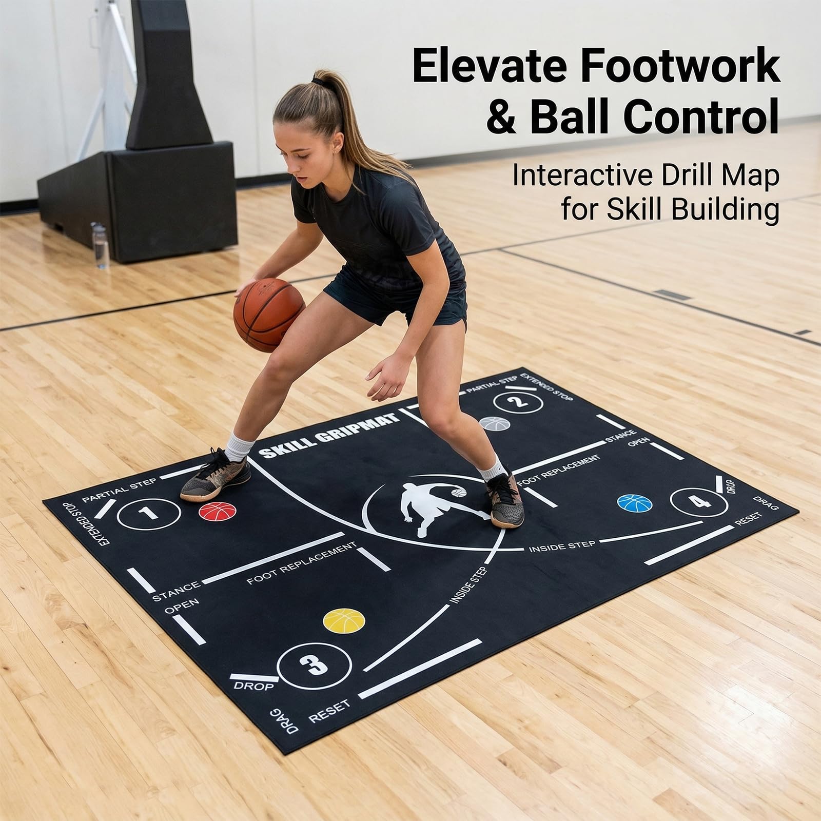 RANJIMA Tappetino da basket, pieghevole, per allenamento basket, antiscivolo, silenzioso, per basket, allenamento passo, esercizi di assorbimento degli urti per adolescenti e adulti