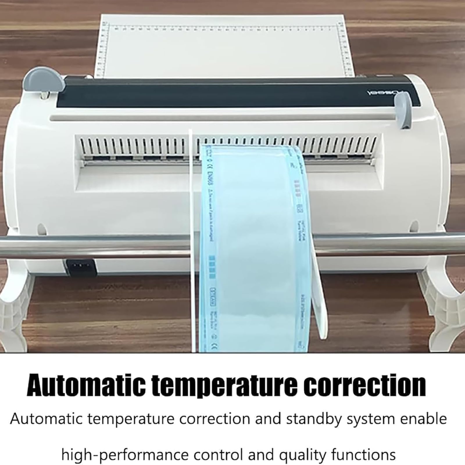 Maszyna do uszczelniania worków dentystycznych medyczna maszyna uszczelniająca automatyczna korekcja temperatury szerokość wcięcia 12 mm 300 mm maksymalna szerokość uszczelnienia dla kliniki