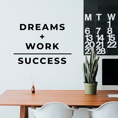 Calcomanía de vinilo para pared sueños trabajo éxito 105 x 15 pulgadas calcomanía motivacional y saludable para el hogar dormitorio escuela aula