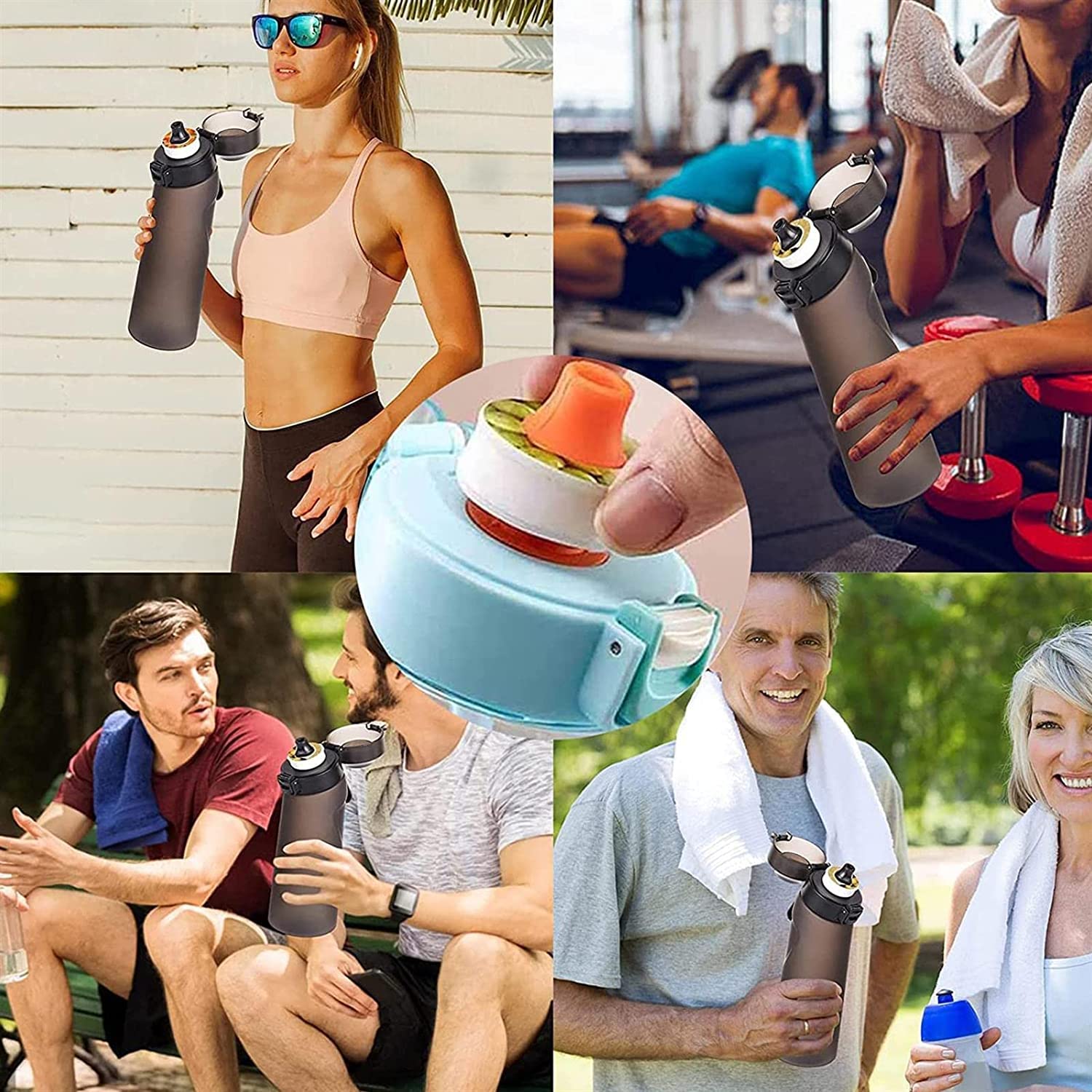7 stuks gearomatiseerde pods voor air-up fles, bevat zeven smaken ananas, cola, groene thee, sinaasappel, Red Bull, citroen en perzik, voor fitnessstudio, fitness, school Sport & outdoor