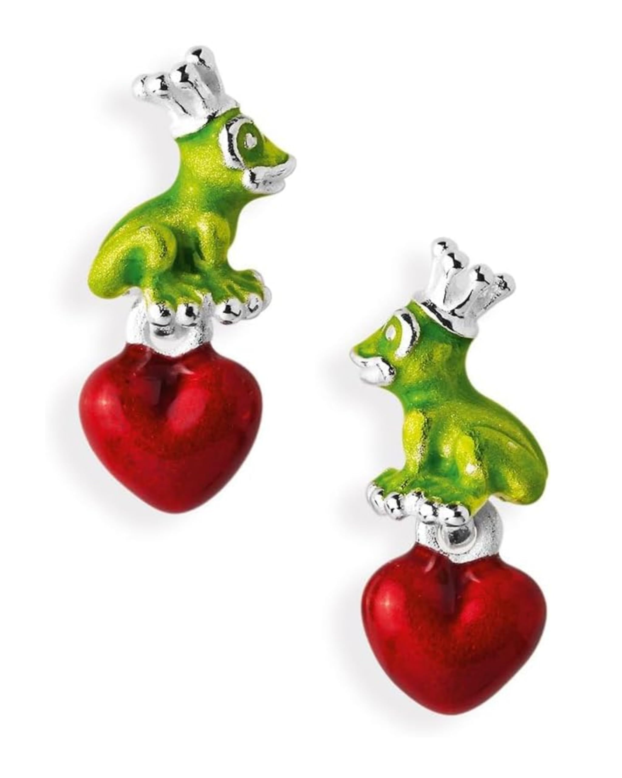 Heartbreaker "Froggy" Frosch-Ohrringe mit Herz I Edle Ohrstecker aus 925 Sterling Silber & Brandlack I Nickelfreie Damen-Ohrringe inkl. Verpackung I In Goldschmiedequalität gefertigt I LD FG 23 GR