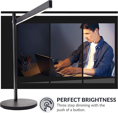 Miniatura 4 de Newhouse Lighting NHDK-AD-BK Adonis Lámpara de escritorio LED minimalista moderna con cargador inalámbrico rápido para iPhone, Samsung y teléfonos