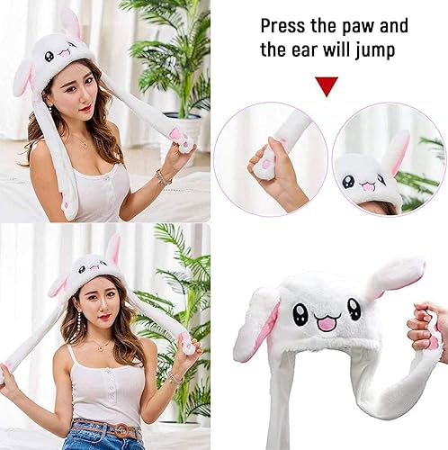 Miniatura 5 de Sombrero de conejo con orejas que se mueven de umbresen, sombrero de conejo de peluche divertido para niños