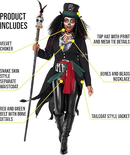 Miniatura 2 de Morph - Disfraz de vudú para mujer - Disfraz de sacerdotisa vudú - Disfraz de doctor vudú para mujer - Disfraces de Halloween para mujer