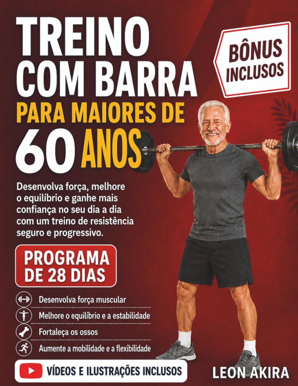 TREINO COM BARRA PARA MAIORES DE 60 ANOS: Desenvolva força, melhore o equilíbrio e ganhe mais confiança no seu dia a dia com um treino de resistência seguro e progressivo.