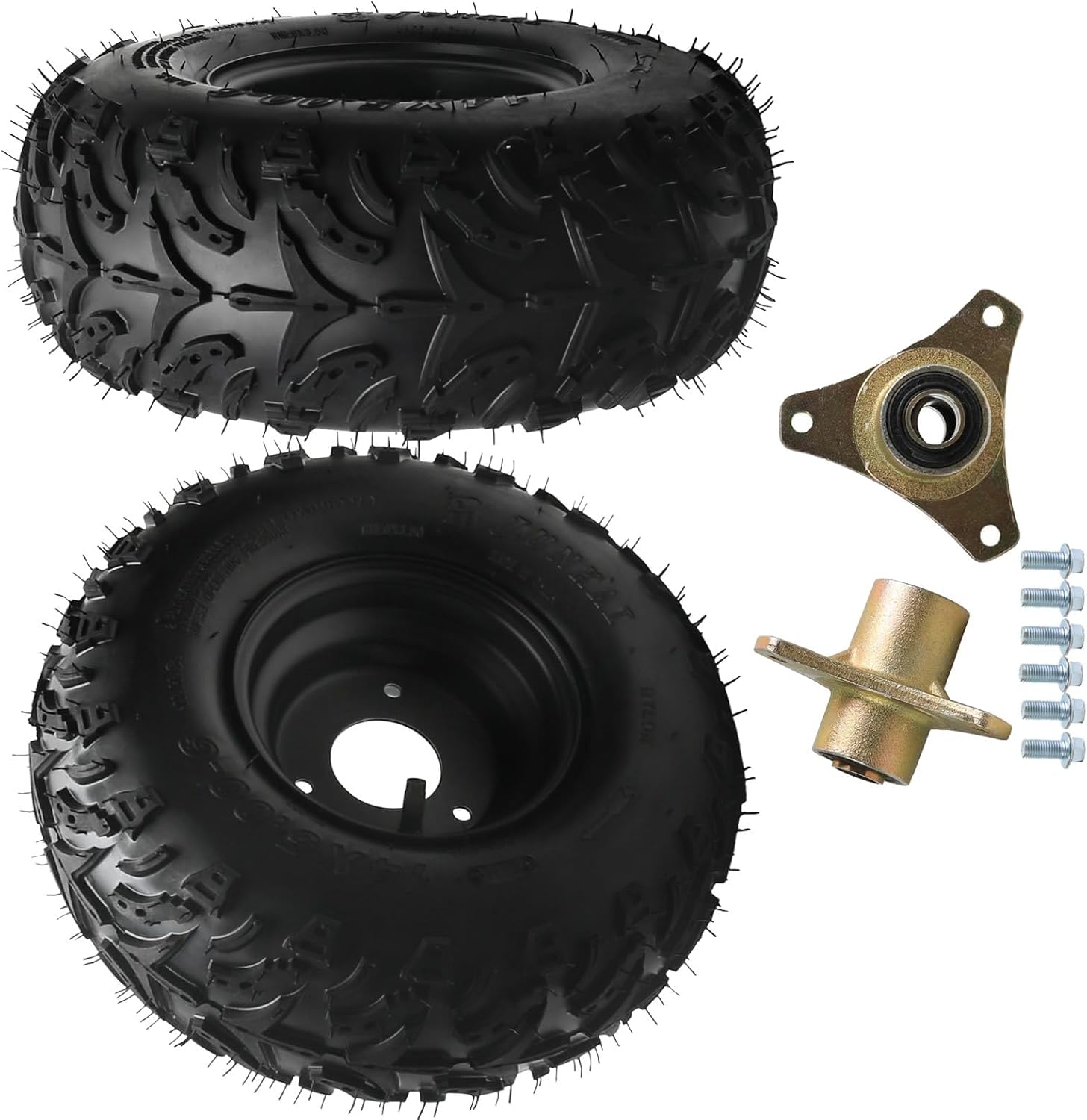 14x5.00-6 All-Terrain Go Kart & Mini Bike Tire with 6" Aluminum Rim, Tubeless ATV Wheel Assembly, 2-Ply 308lb Load, Universal Quad, UTV, Golf Cart, Front Axle Hubs