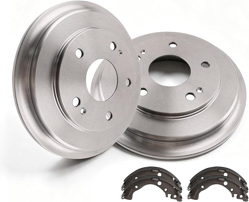 Rear Left & Right Brake Drums and Shoes Set Compatible with Civic 2006-2015 | Replaces DR-35113 DR35113 BD920124 12340017 9775R, PDR0808 SH-913 B913 BS913 11109130, Set of 6