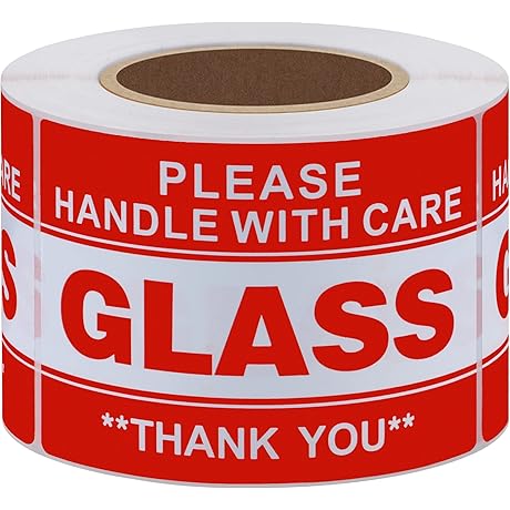 HYBSK Handle With Care Thank You Glass Stickers (2" x 3")
