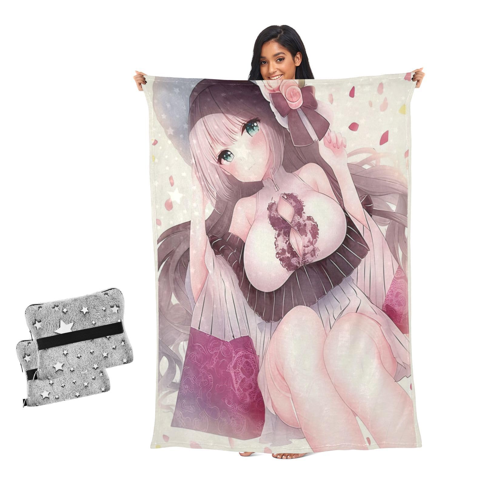 Manta de anime para mujer y niñas: textil suave para cama y salón moderno