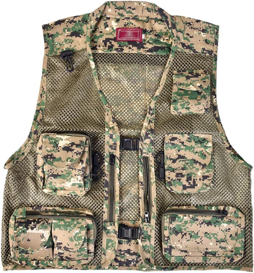 Dninmim Men Vest Pocket Casual Fishing Jacket Outdoor Photography Top
