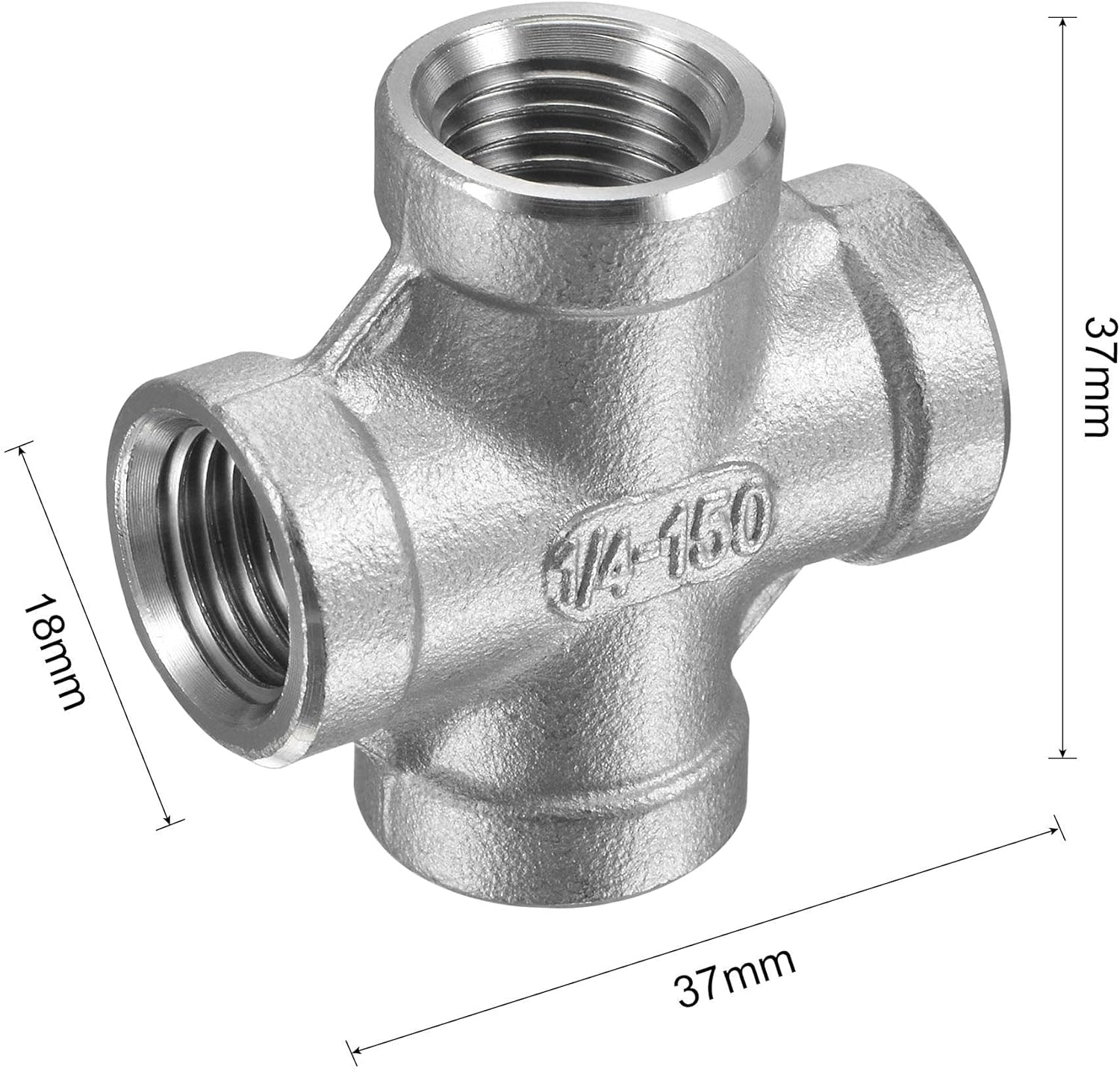 uxcell 304 Stainless Steel Pipe Fitting Cross 1/4 NPT Female Thread Hose Connector Adapter