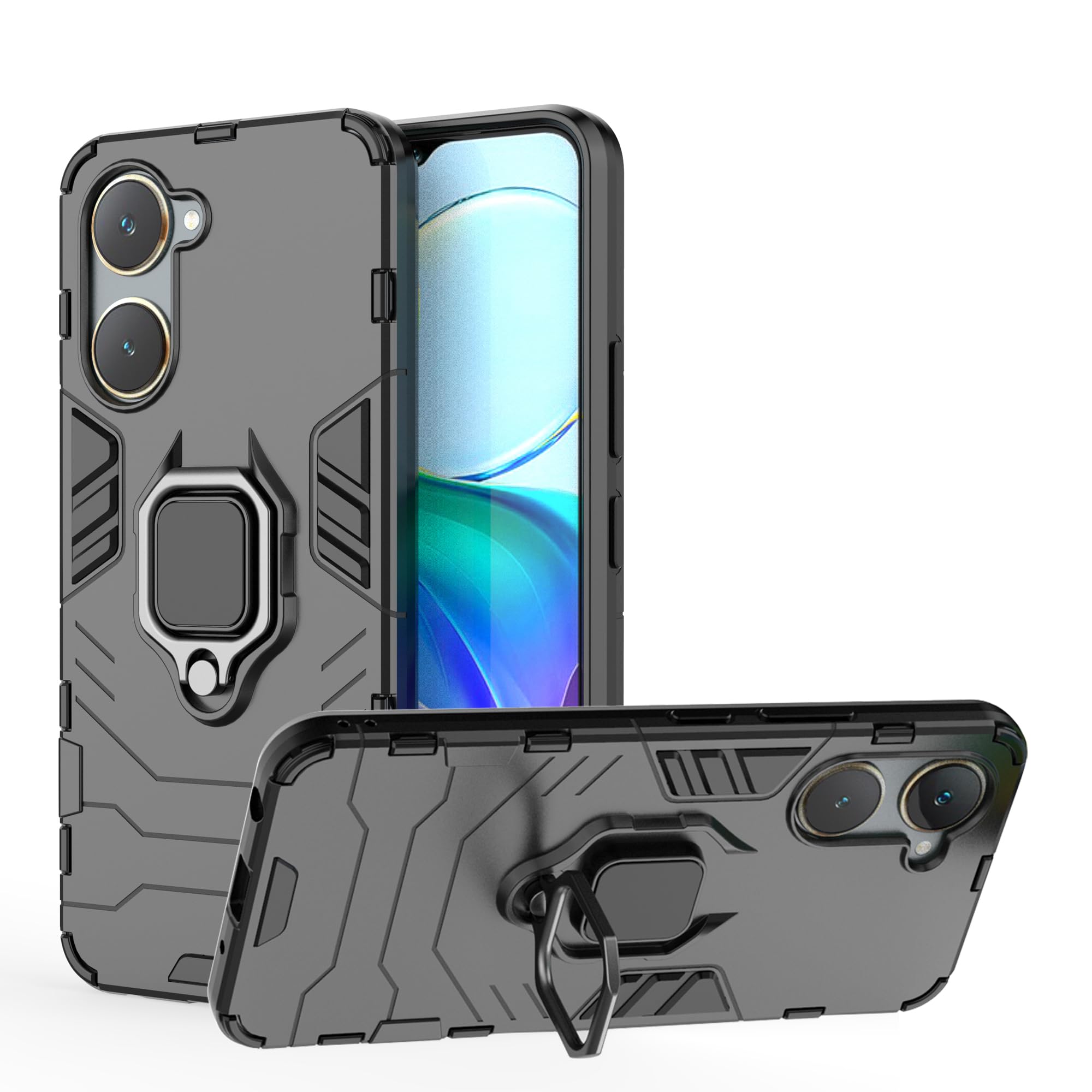 Cover per Xiaomi Redmi Note 11 Pro/Note 11 Pro 5G, Slide Protezione Fotocamera, Armatura Cover con 360 Gradi Girevole Anello Metallo Magnetica Supporto Silicone Antiurto Custodia, blu