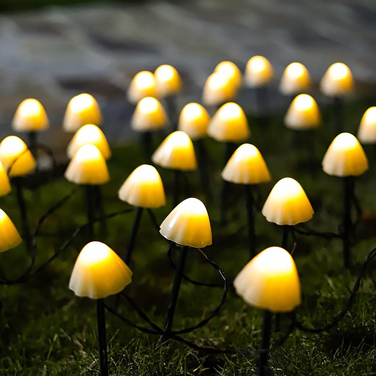 ASDNN Luci Solari Per Esterni Di Halloween, 20 Luci Fata A Fungo A LED, Luci Per Funghi Da Giardino, Illuminazione Per Matrimoni Nel Cortile Del Giardino - Foto 4