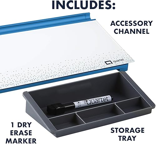 Vista 38 de Quartet GDP186B - Almohadilla de cristal para computadora de escritorio, 18 x 6 pulgadas, pizarra, superficie de borrado en seco, superficie negra