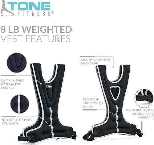 Miniatura 23 de Tone Fitness Weighted Vest 8lb or 12lb Multiple Options 12 lb - Azul