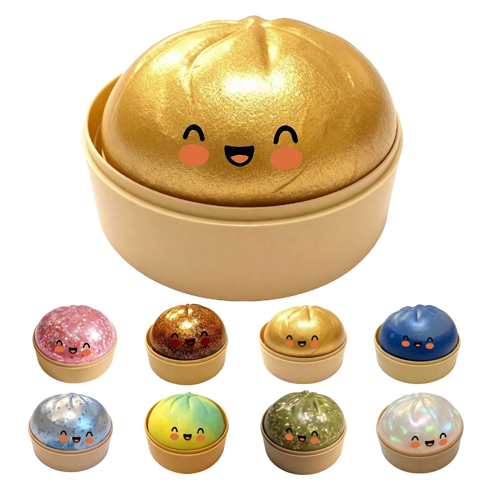 Sparkling Soft Dumpling - Glitter Dumpling, Slow-Rising Sensory Compress for Stress Relief, Ideal for Anxious Students and Office Professionals Needing a Desk Break (Golden)